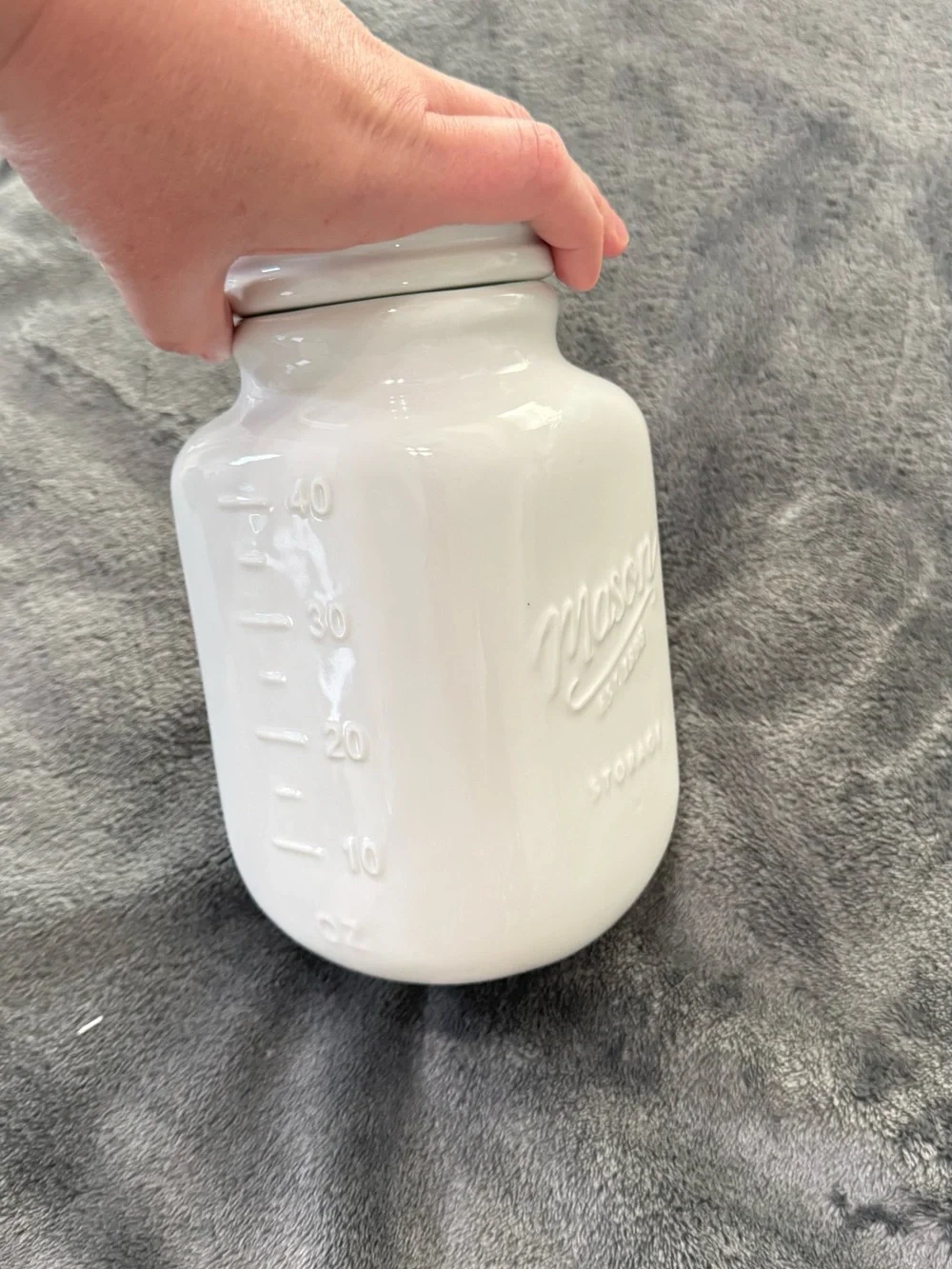 Tabletops Gallery White Porcelain Mason Jar Storage Canister 40oz